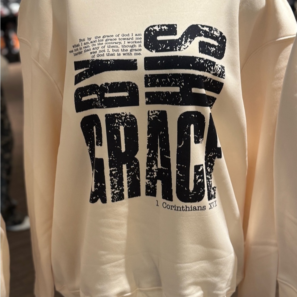 Cream Saved by His Grace Sweatshirt